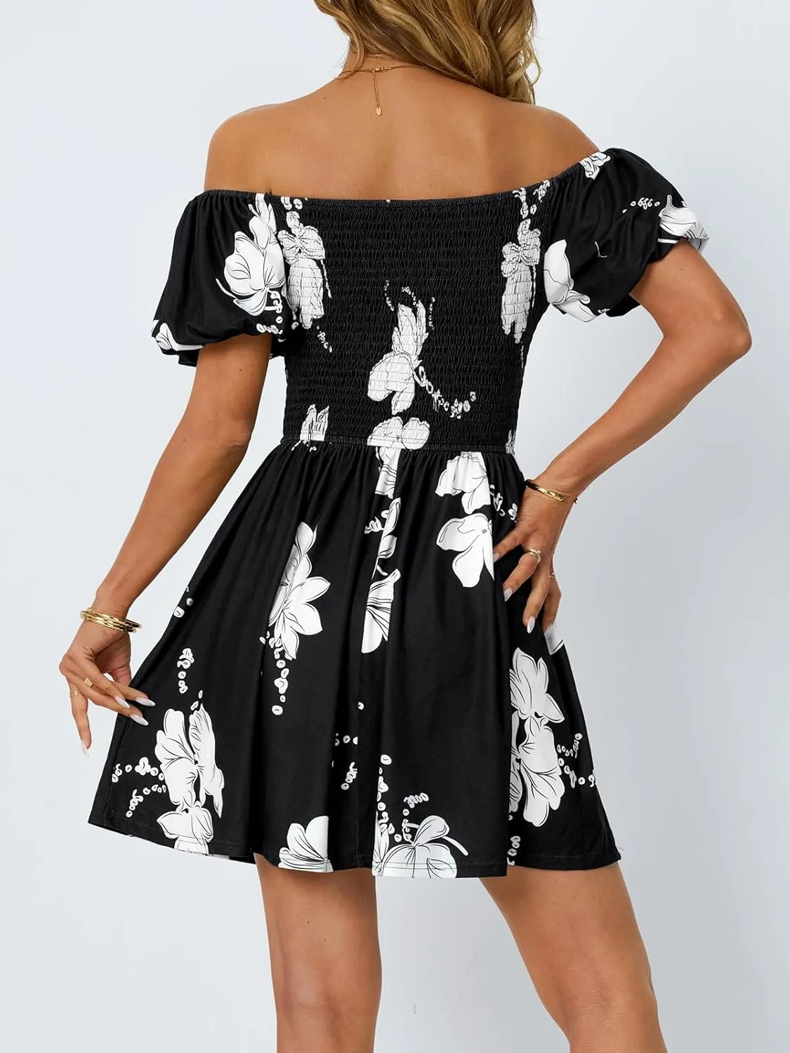 LILLUSORY Womens Beach Dresses 2025 Strapless Floral Casual Spring Summer Vacation Sundresses Boho Flowy Outfits