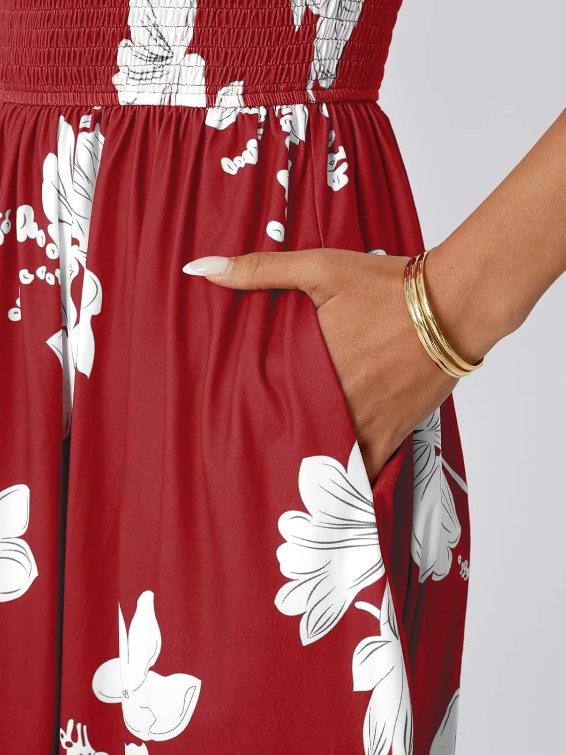 LILLUSORY Womens Beach Dresses 2025 Strapless Floral Casual Spring Summer Vacation Sundresses Boho Flowy Outfits