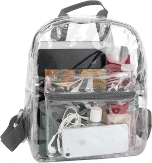 MADISON & DAKOTA Clear Mini Backpacks for Beach, Travel - Stadium Approved Bag with Adjustable Straps