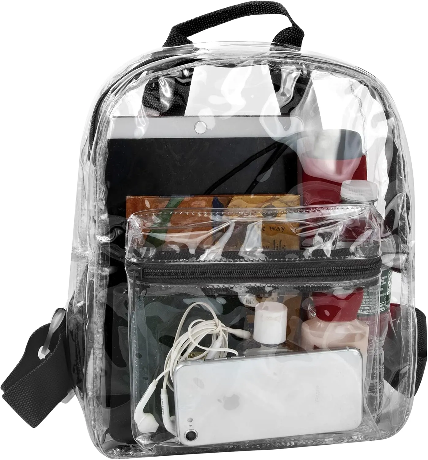 MADISON & DAKOTA Clear Mini Backpacks for Beach, Travel - Stadium Approved Bag with Adjustable Straps