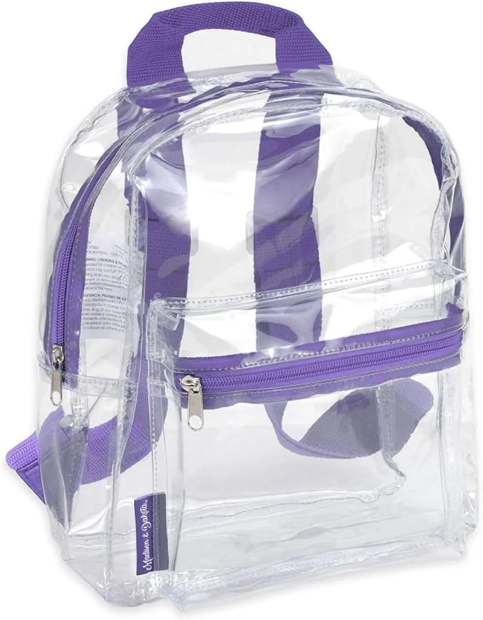 MADISON & DAKOTA Clear Mini Backpacks for Beach, Travel - Stadium Approved Bag with Adjustable Straps