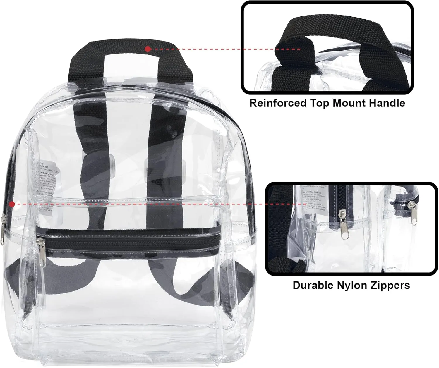 MADISON & DAKOTA Clear Mini Backpacks for Beach, Travel - Stadium Approved Bag with Adjustable Straps