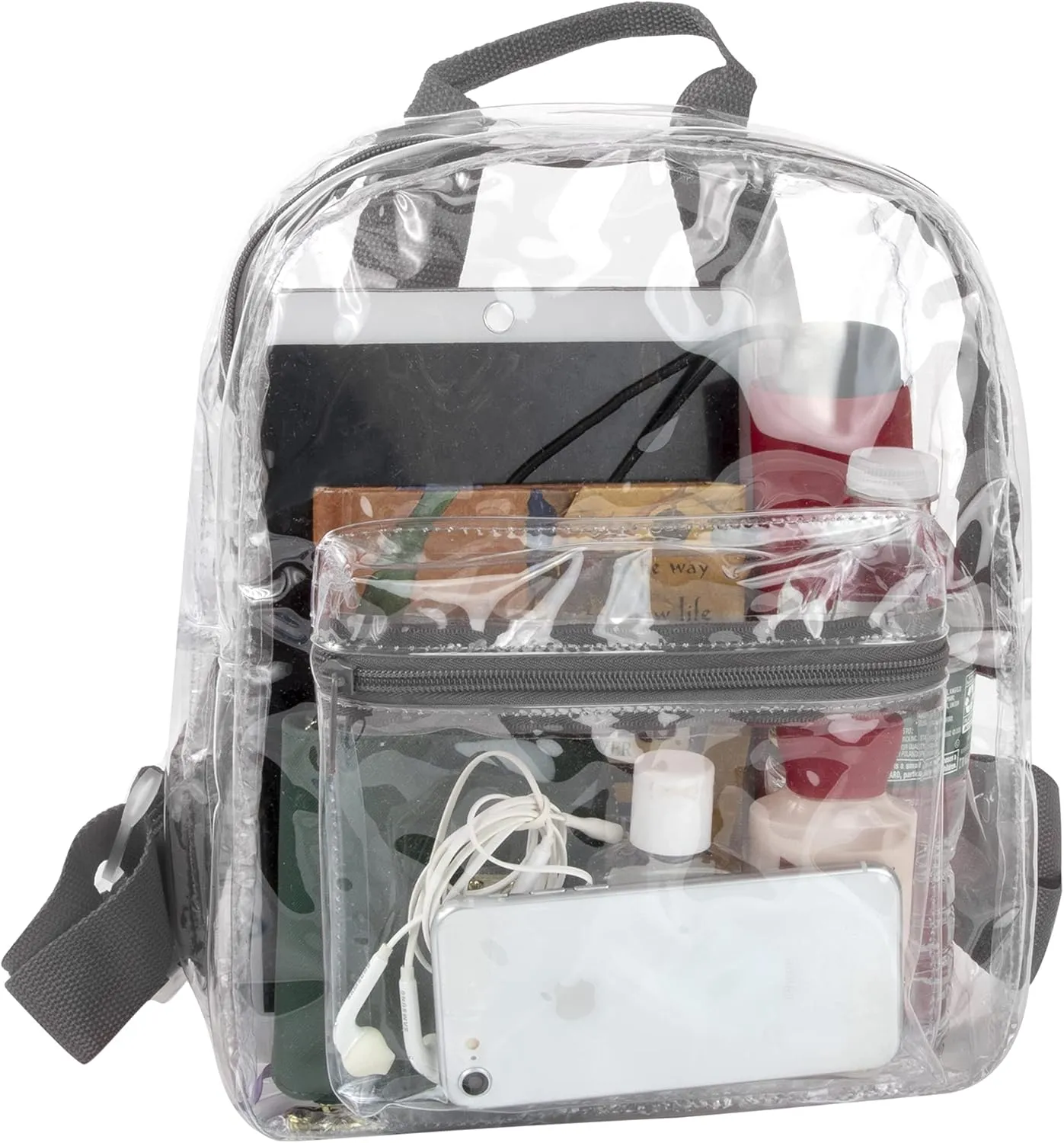 MADISON & DAKOTA Clear Mini Backpacks for Beach, Travel - Stadium Approved Bag with Adjustable Straps