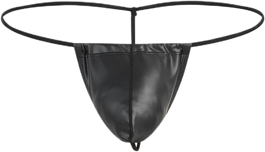 Men's G-string Thong Low-Rise Thongs T-Back Sexy Panties Patent Leather Thong Briefs