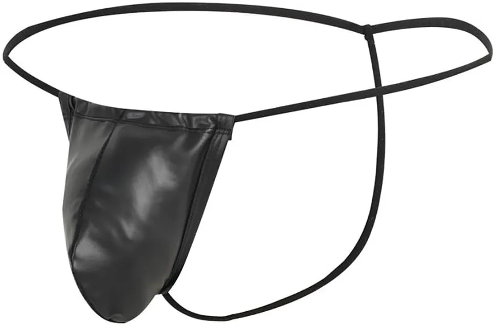 Men's G-string Thong Low-Rise Thongs T-Back Sexy Panties Patent Leather Thong Briefs