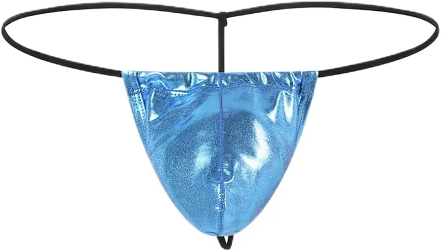 Men's G-string Thong Low-Rise Thongs T-Back Sexy Panties Patent Leather Thong Briefs