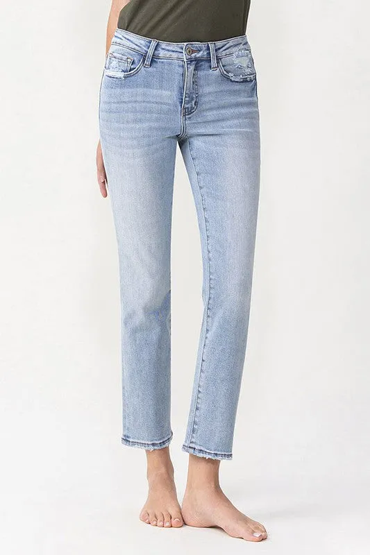 Mid Rise Straight Leg Jeans