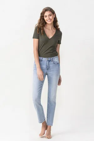 Mid Rise Straight Leg Jeans