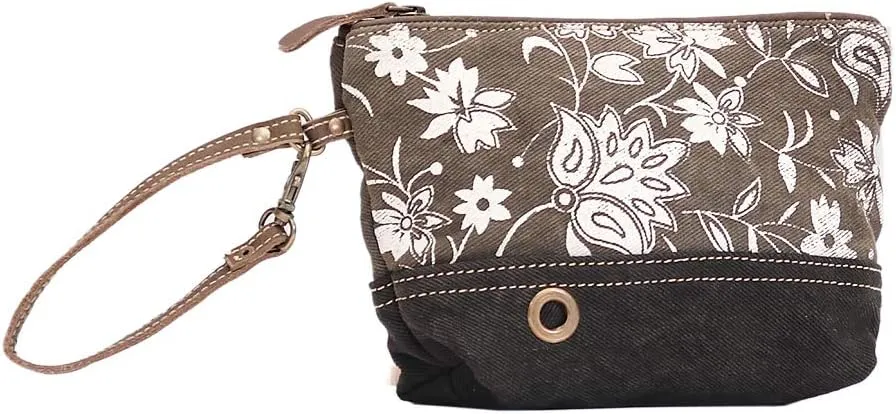 Myra Bag Wadelia Upcycled Canvas & Leather Wristlet Pouch Bag S-1517