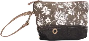Myra Bag Wadelia Upcycled Canvas & Leather Wristlet Pouch Bag S-1517