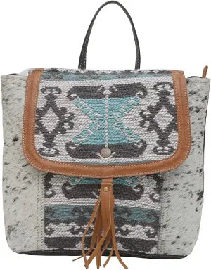Myra Bag Western Leather Backpack Bag for Women - Flapover Upcycled Canvas Cowhide Bag Isabela