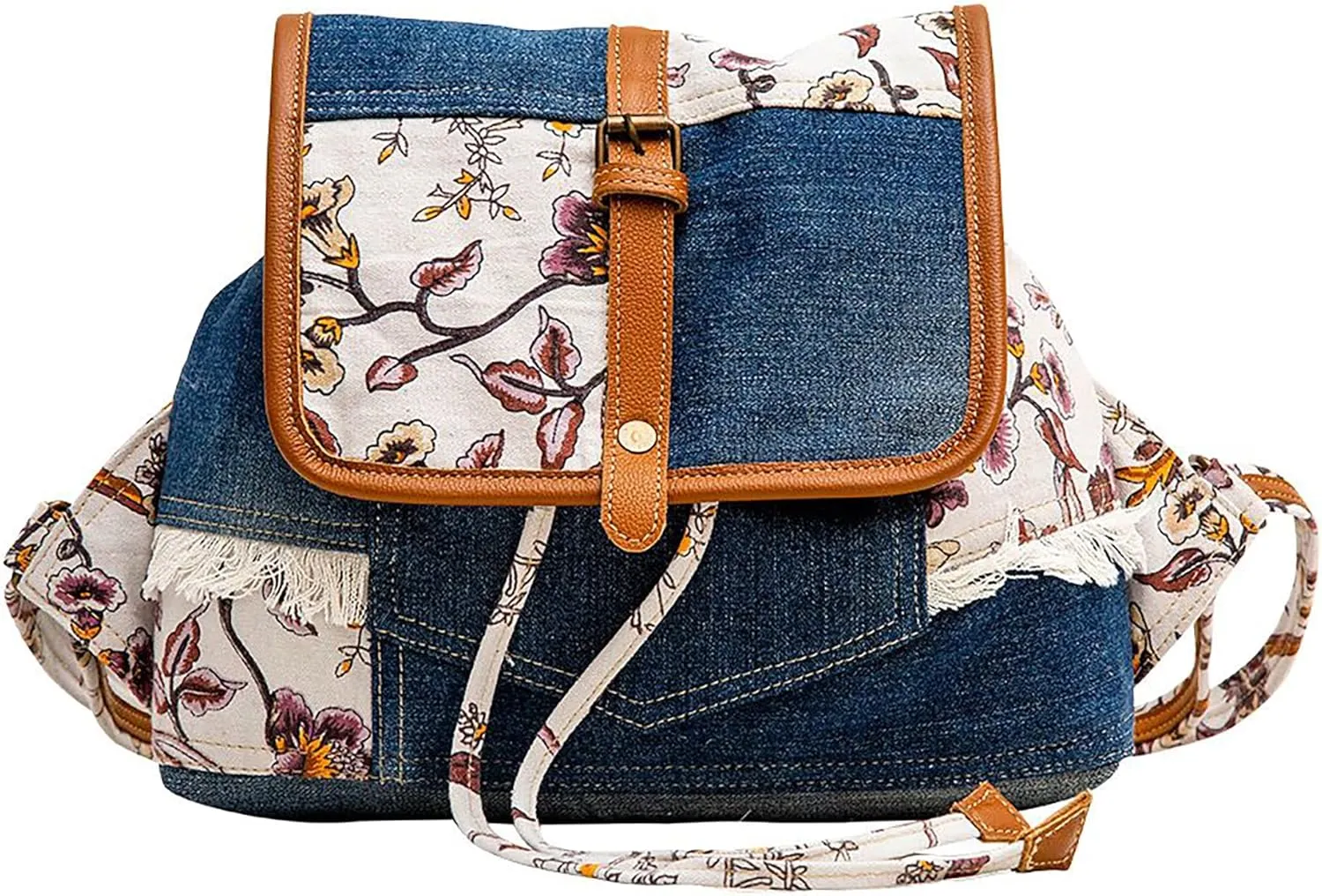 Myra Bag Western Leather Backpack Bag for Women - Flapover Upcycled Canvas Cowhide Bag Relate