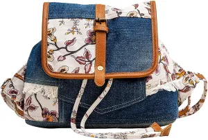 Myra Bag Western Leather Backpack Bag for Women - Flapover Upcycled Canvas Cowhide Bag Relate