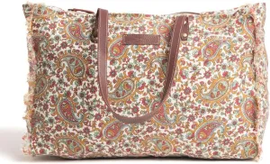 Myra Bag Western Leather Weekender Bag for Women - Upcycled Canvas Shoulder Handbag