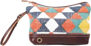 Myra Bags Traveler's Choice Canvas, leather & Rug Pouch Wristlet S-1912