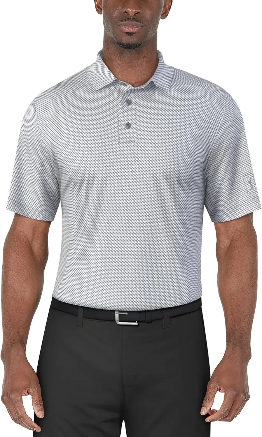 PGA TOUR Men's Short Sleeve Geo Printed Golf Polo