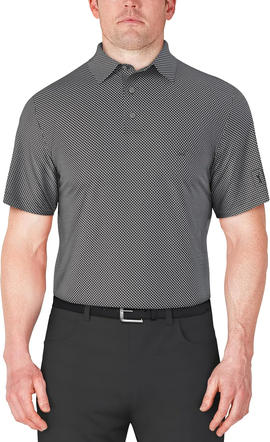 PGA TOUR Men's Short Sleeve Geo Printed Golf Polo