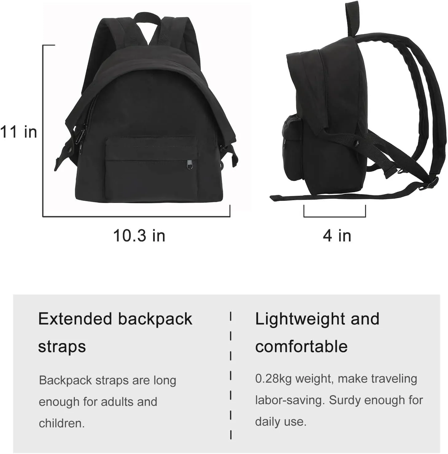 Phaoullzon Cute Mini Backpack Travel Purse Small Kawaii Casual Daypack,Black