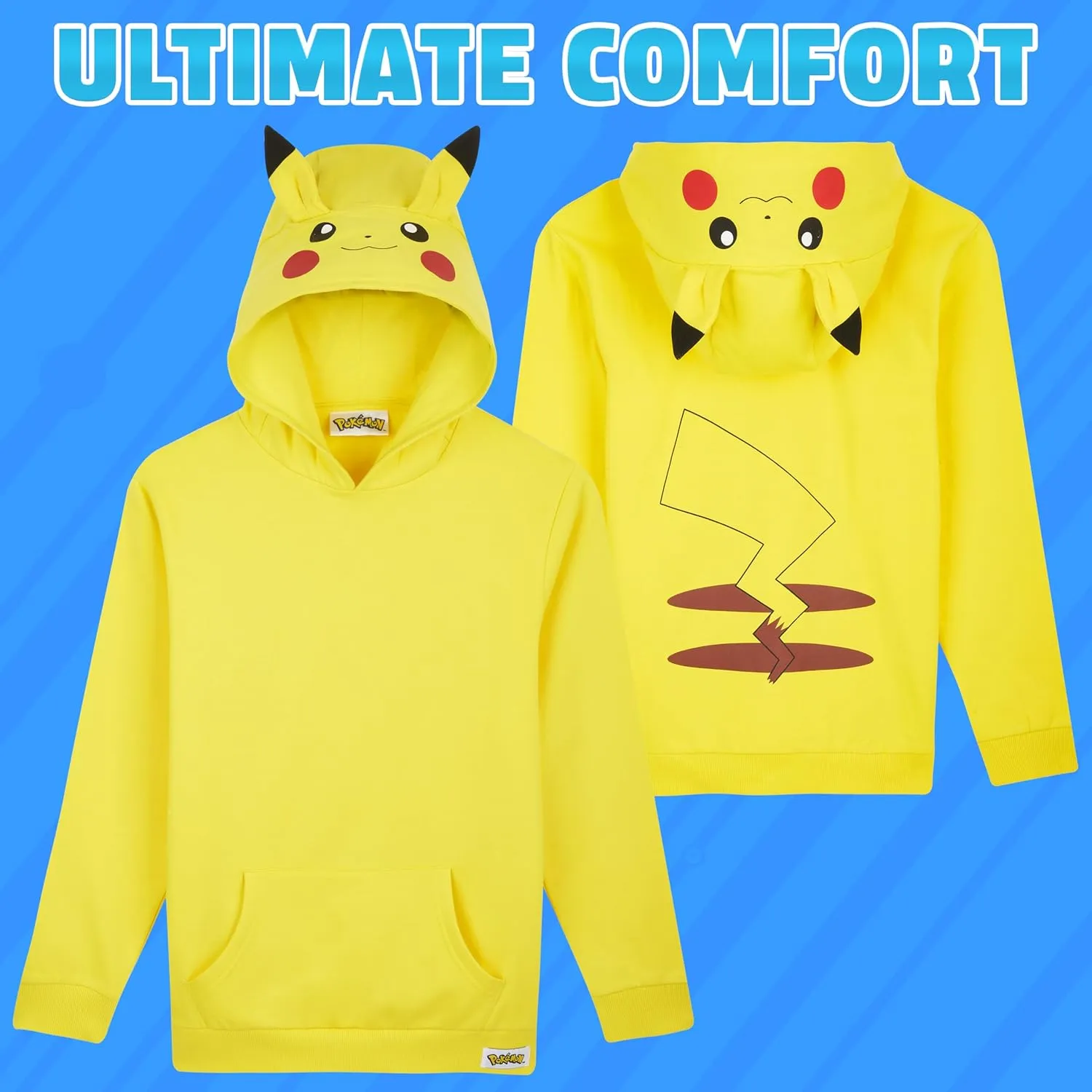Pokemon Hoodie for Boys & Teens Hooded Sweatshirt Warm Anime Pikachu Sweater