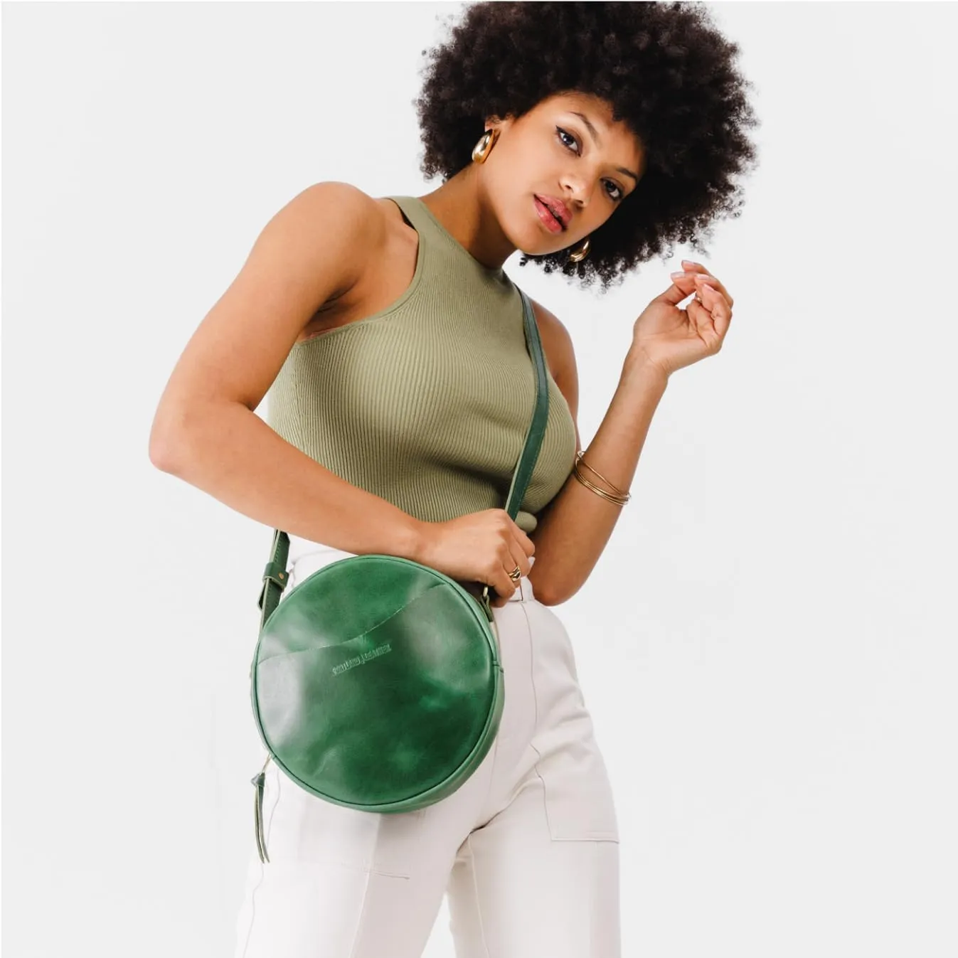 Portland Leather Goods Circle Crossbody Bag for Women  Handmade from the Finest Full-Grain Hides
