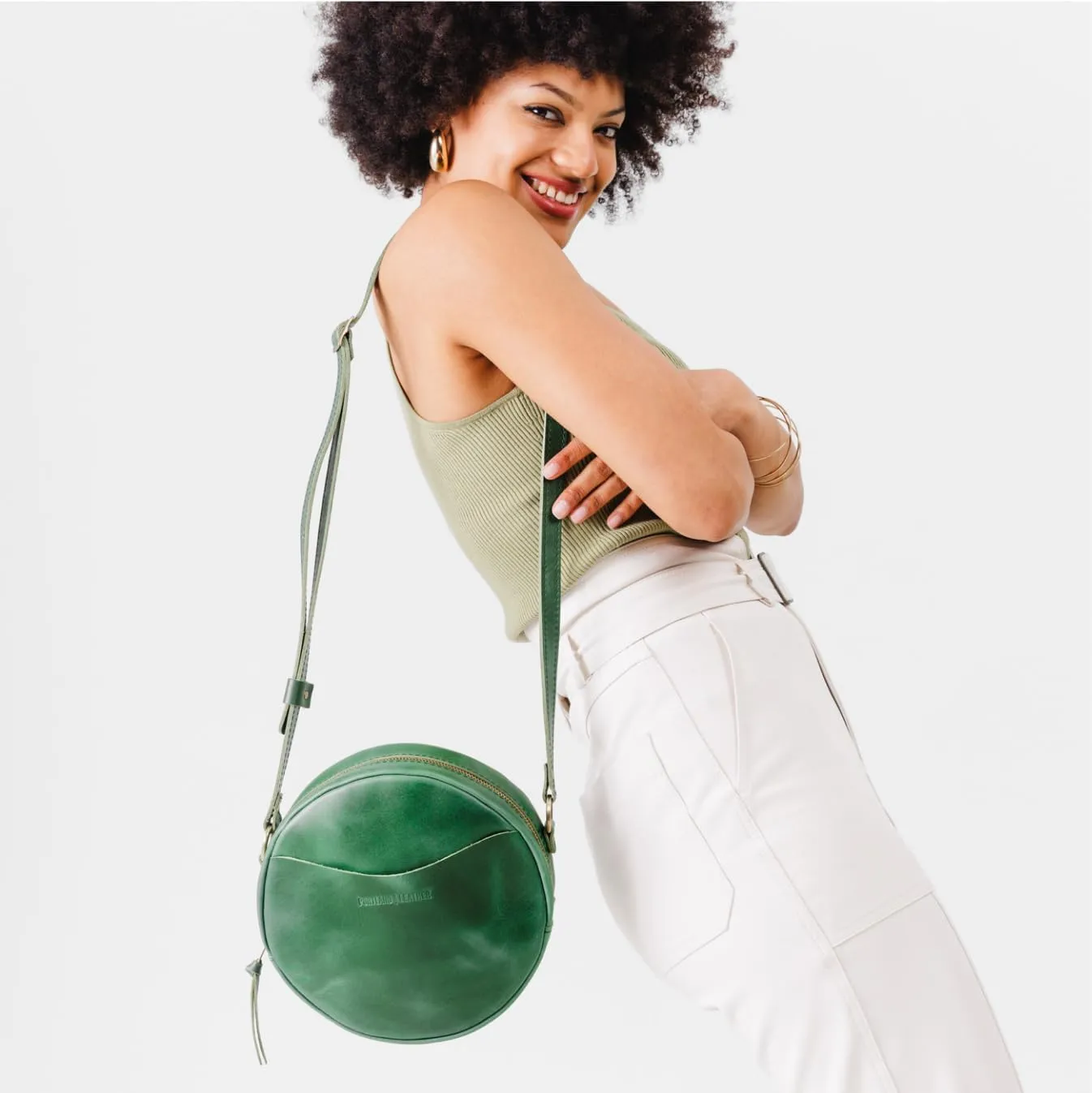 Portland Leather Goods Circle Crossbody Bag for Women  Handmade from the Finest Full-Grain Hides