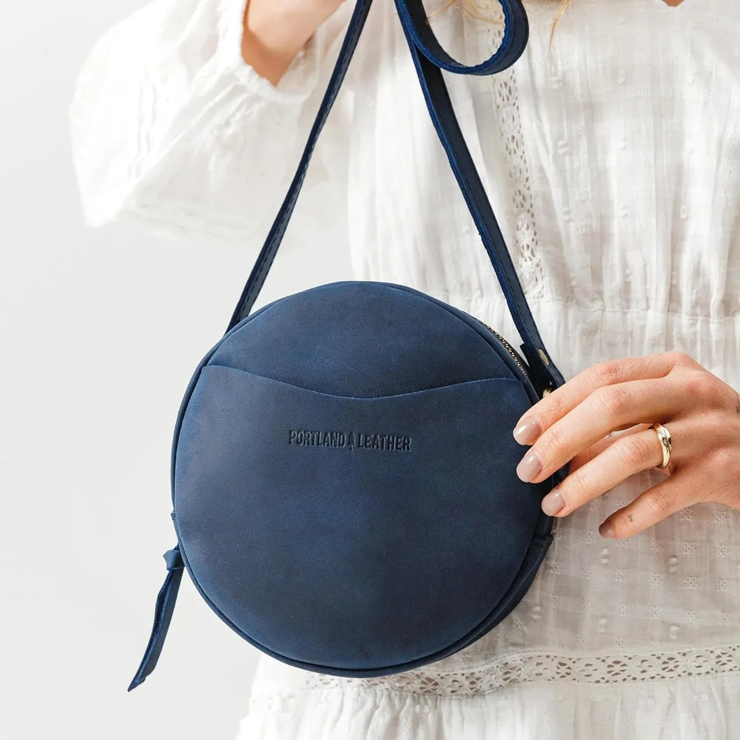 Portland Leather Goods Circle Crossbody Bag for Women  Handmade from the Finest Full-Grain Hides