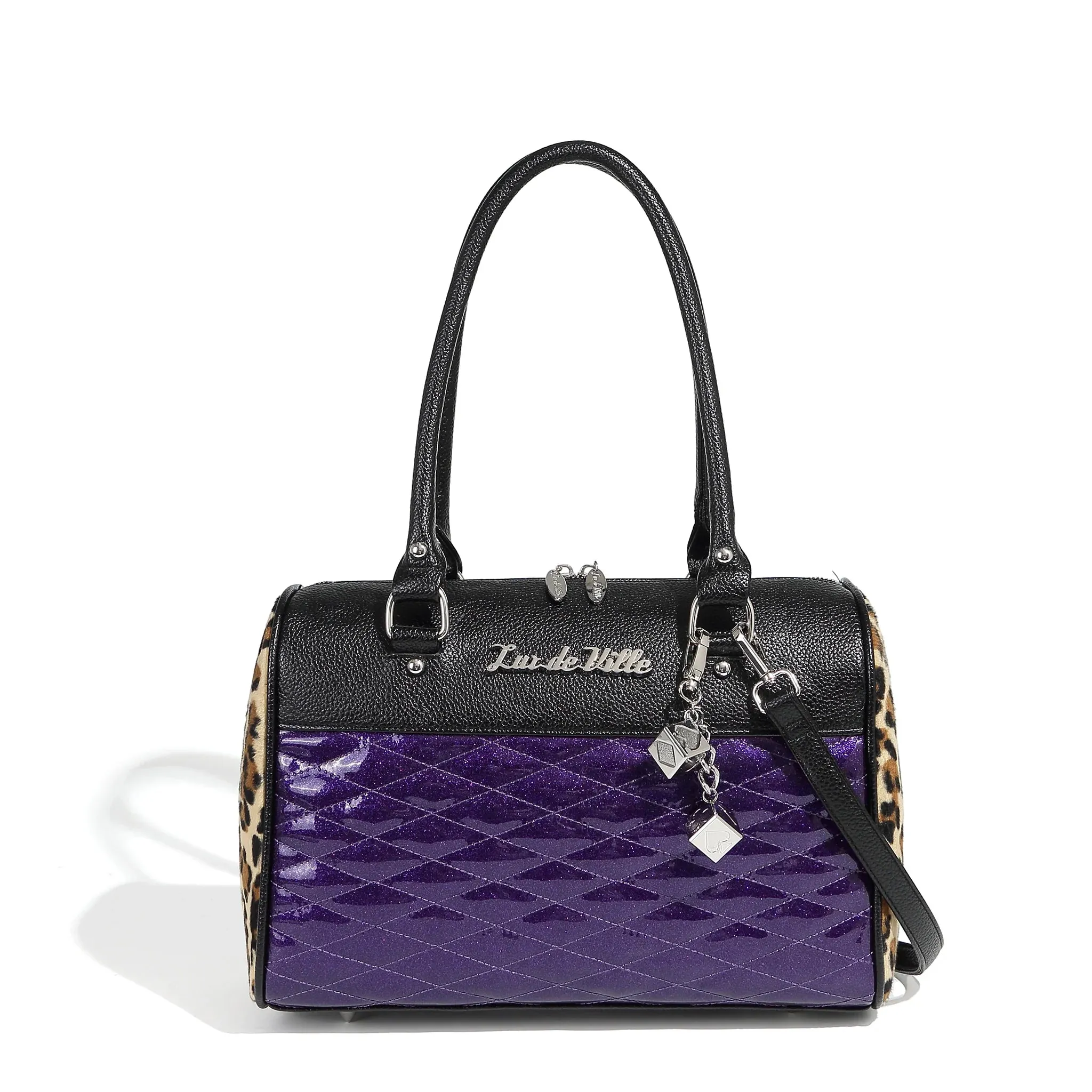 Purple Sparkle & Leopard Atomic Tote Medium