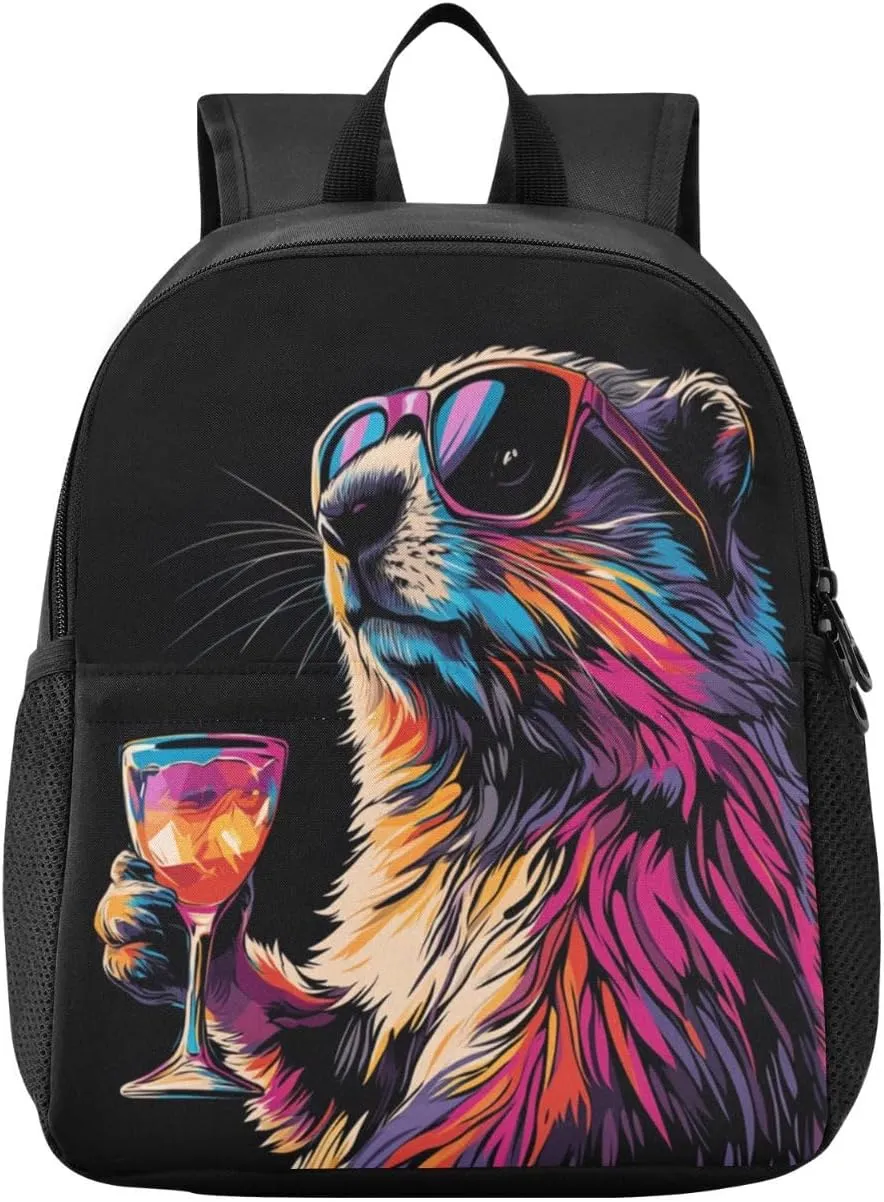 Raccoon Black Toddler Backpack for Boys Girls 3-6 Mini Backpacks for Elementary Lightweight Kids Bookbag for Preschool Kindergarten for School
