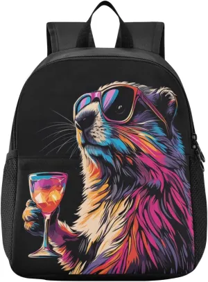 Raccoon Black Toddler Backpack for Boys Girls 3-6 Mini Backpacks for Elementary Lightweight Kids Bookbag for Preschool Kindergarten for School