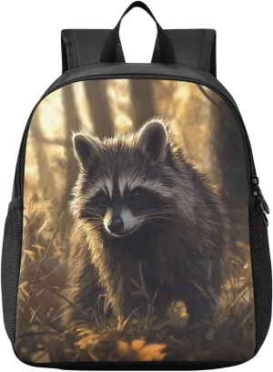 Raccoon Golden Toddler Backpack for Boys Girls 3-6 Mini Backpacks for Elementary Lightweight Kids Bookbag for Preschool Kindergarten for Travel School