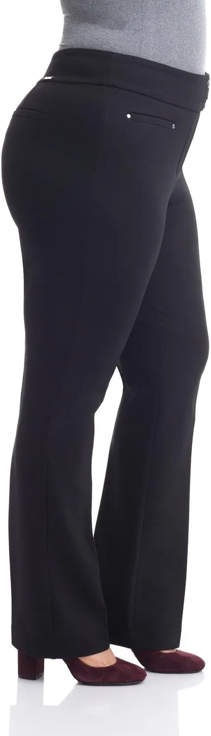 Rekucci Curvy Woman Secret Figure Knit Plus Size Straight Pant w/Tummy Control