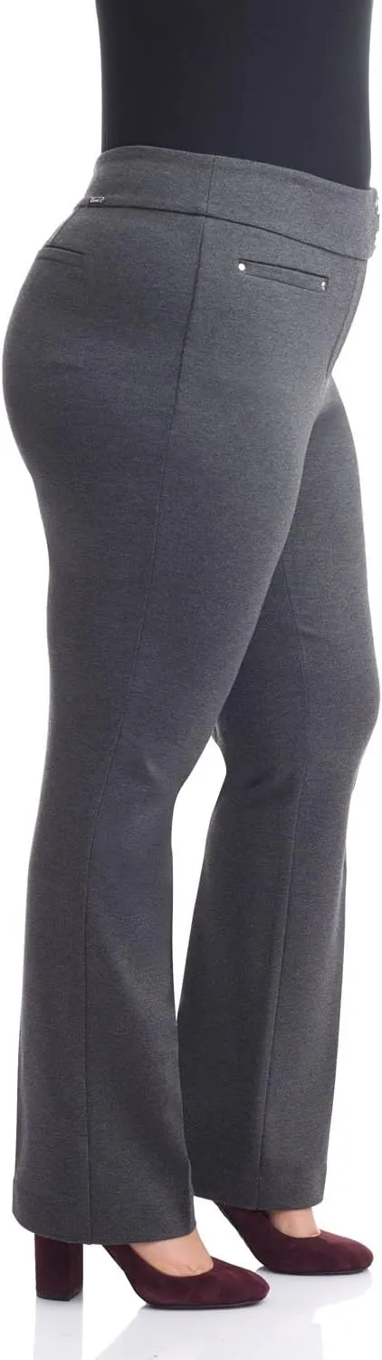 Rekucci Curvy Woman Secret Figure Knit Plus Size Straight Pant w/Tummy Control