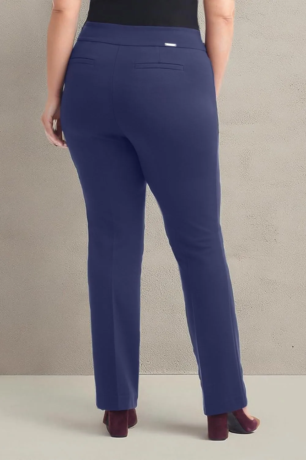 Rekucci Curvy Woman Secret Figure Knit Plus Size Straight Pant w/Tummy Control