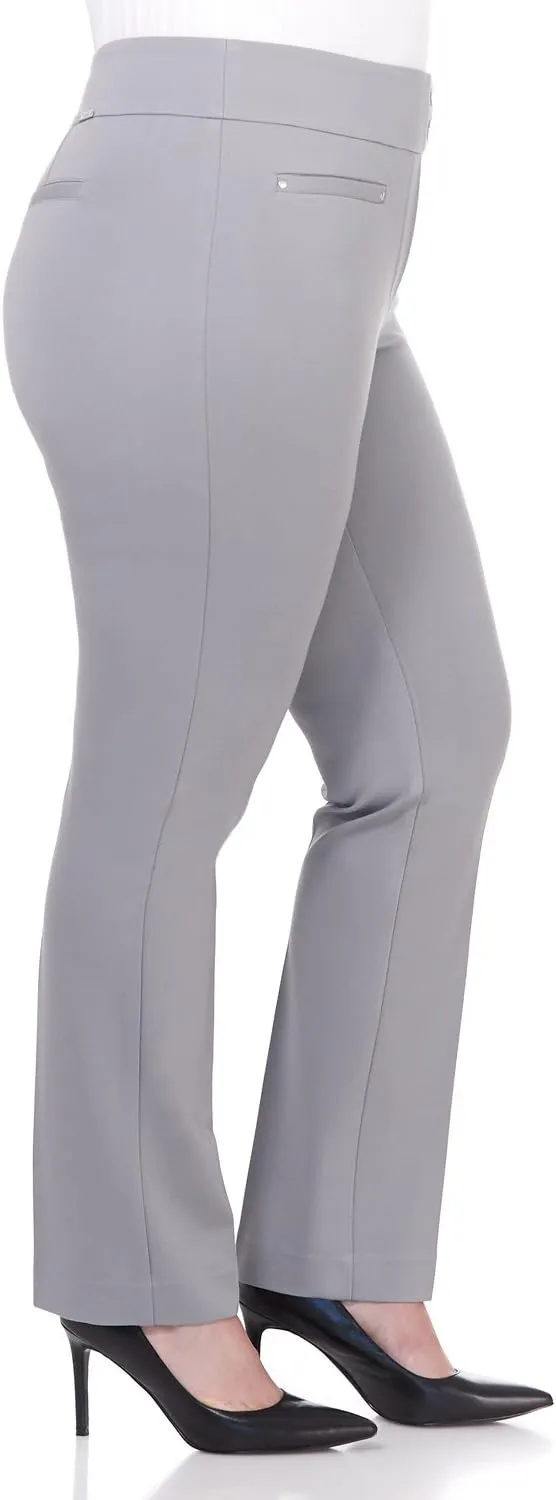 Rekucci Curvy Woman Secret Figure Knit Plus Size Straight Pant w/Tummy Control
