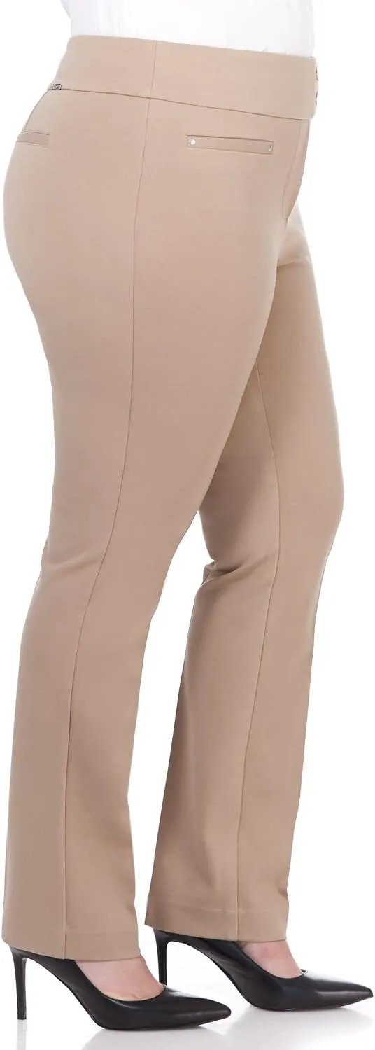 Rekucci Curvy Woman Secret Figure Knit Plus Size Straight Pant w/Tummy Control