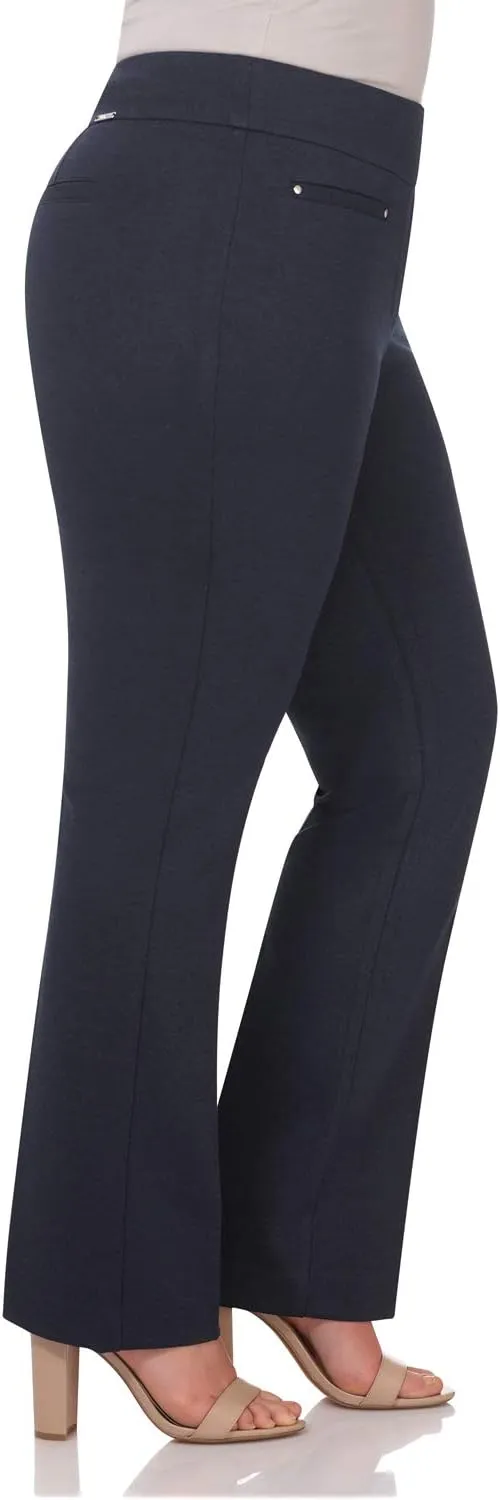 Rekucci Curvy Woman Secret Figure Knit Plus Size Straight Pant w/Tummy Control