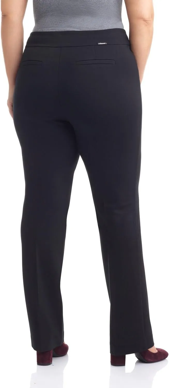 Rekucci Curvy Woman Secret Figure Knit Plus Size Straight Pant w/Tummy Control