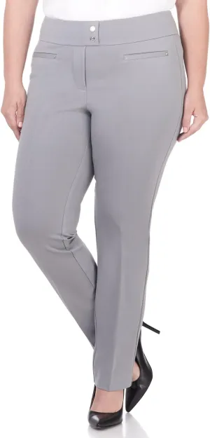 Rekucci Curvy Woman Secret Figure Knit Plus Size Straight Pant w/Tummy Control