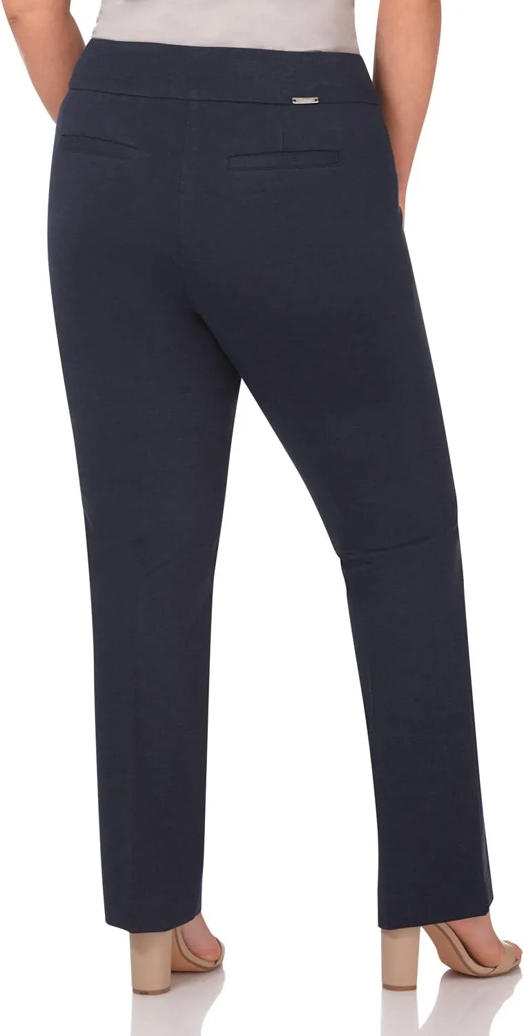 Rekucci Curvy Woman Secret Figure Knit Plus Size Straight Pant w/Tummy Control