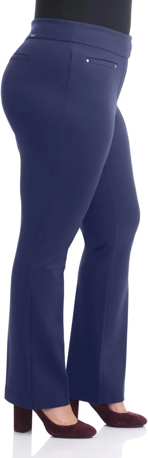 Rekucci Curvy Woman Secret Figure Knit Plus Size Straight Pant w/Tummy Control