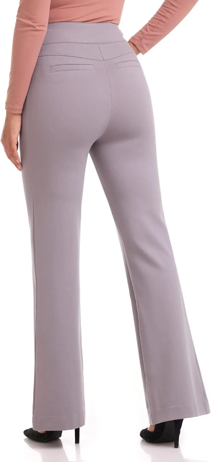 REKUCCI Women's Secret Figure High Waist Knit Pull-On Flared Pant