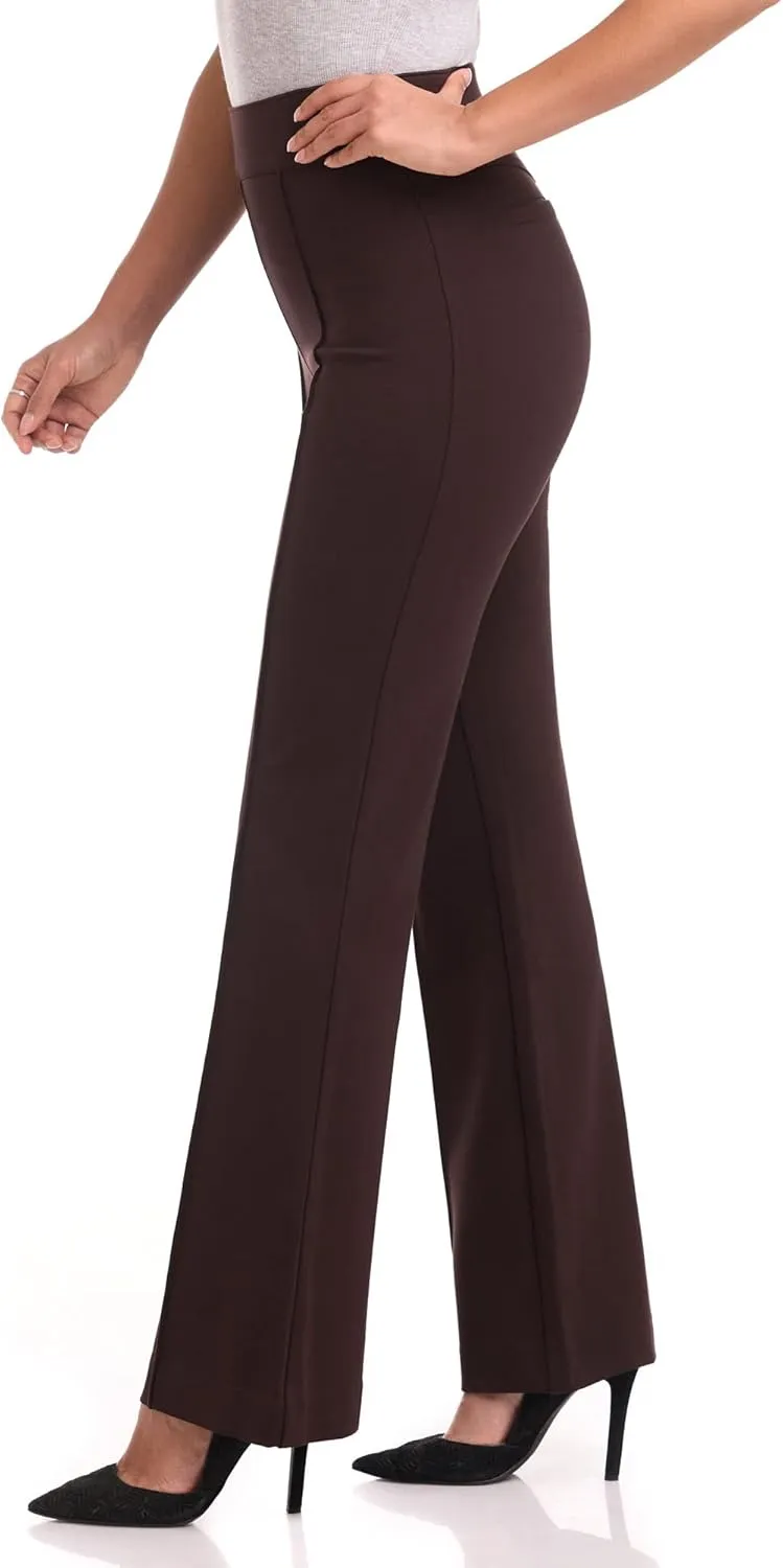 REKUCCI Women's Secret Figure High Waist Knit Pull-On Flared Pant