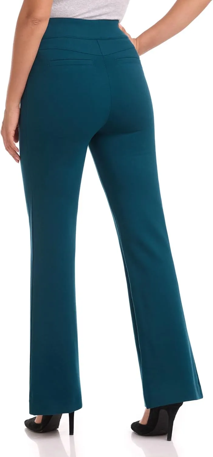 REKUCCI Women's Secret Figure High Waist Knit Pull-On Flared Pant