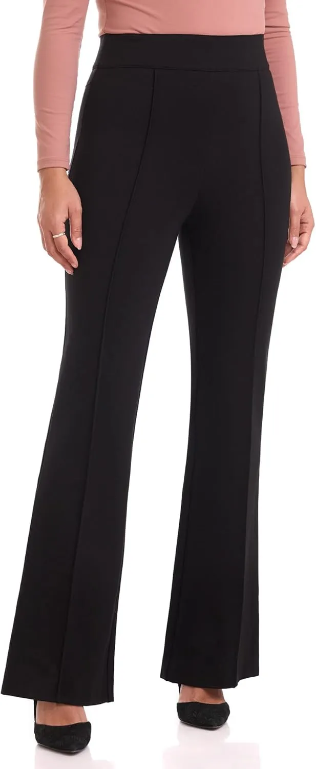 REKUCCI Women's Secret Figure High Waist Knit Pull-On Flared Pant