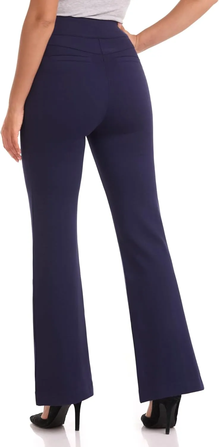 REKUCCI Women's Secret Figure High Waist Knit Pull-On Flared Pant