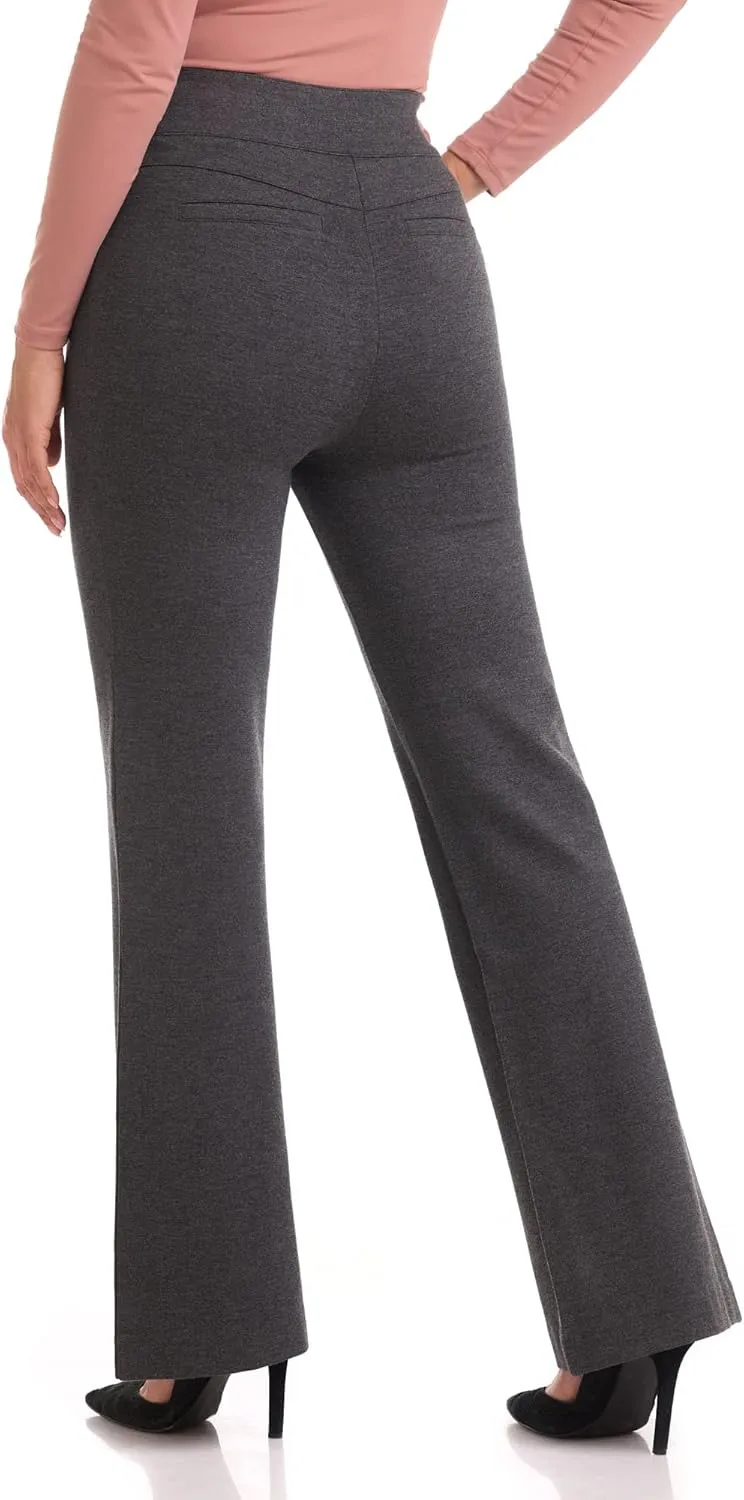 REKUCCI Women's Secret Figure High Waist Knit Pull-On Flared Pant