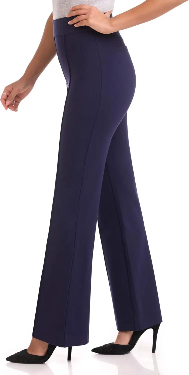 REKUCCI Women's Secret Figure High Waist Knit Pull-On Flared Pant