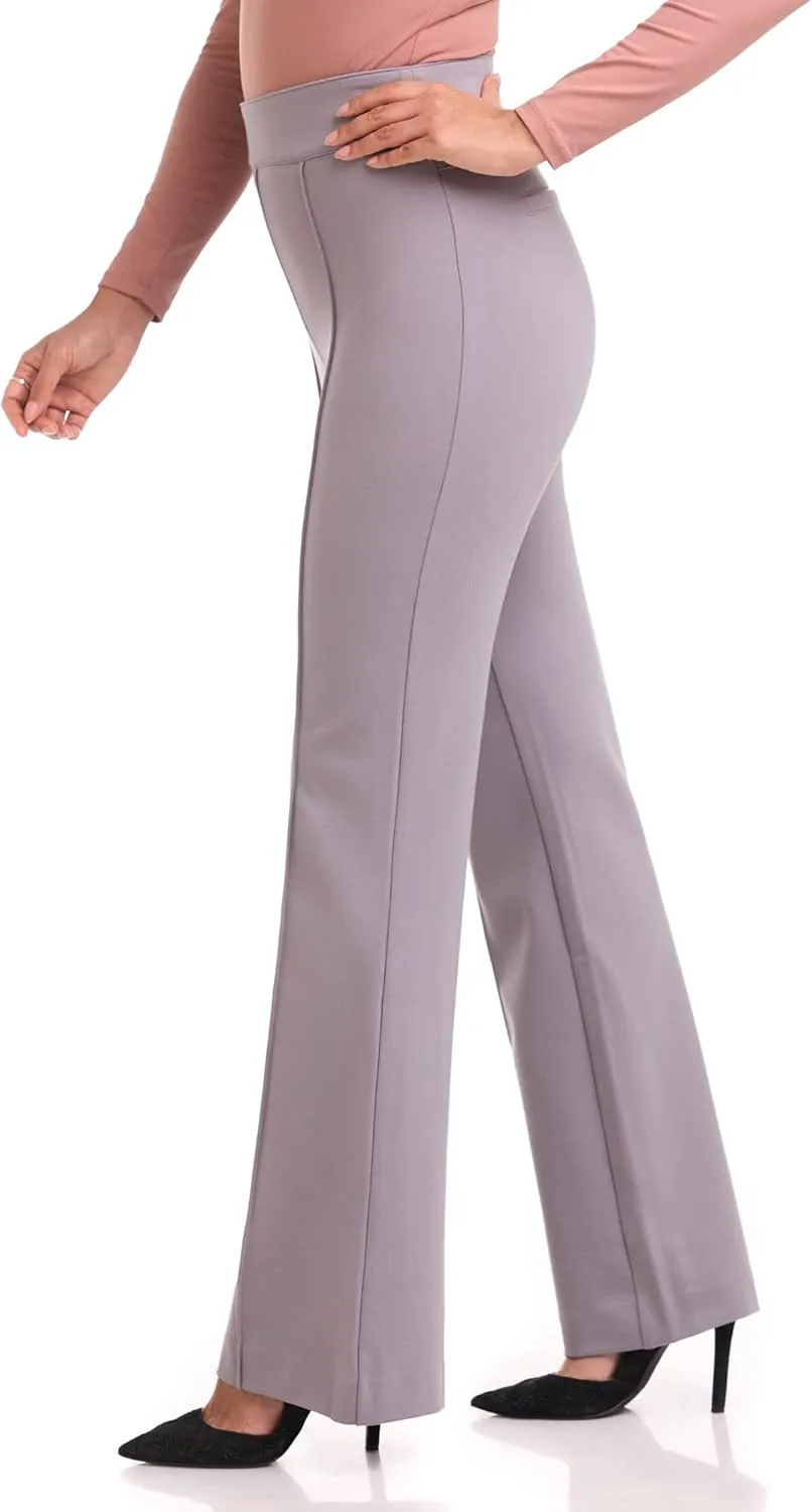 REKUCCI Women's Secret Figure High Waist Knit Pull-On Flared Pant