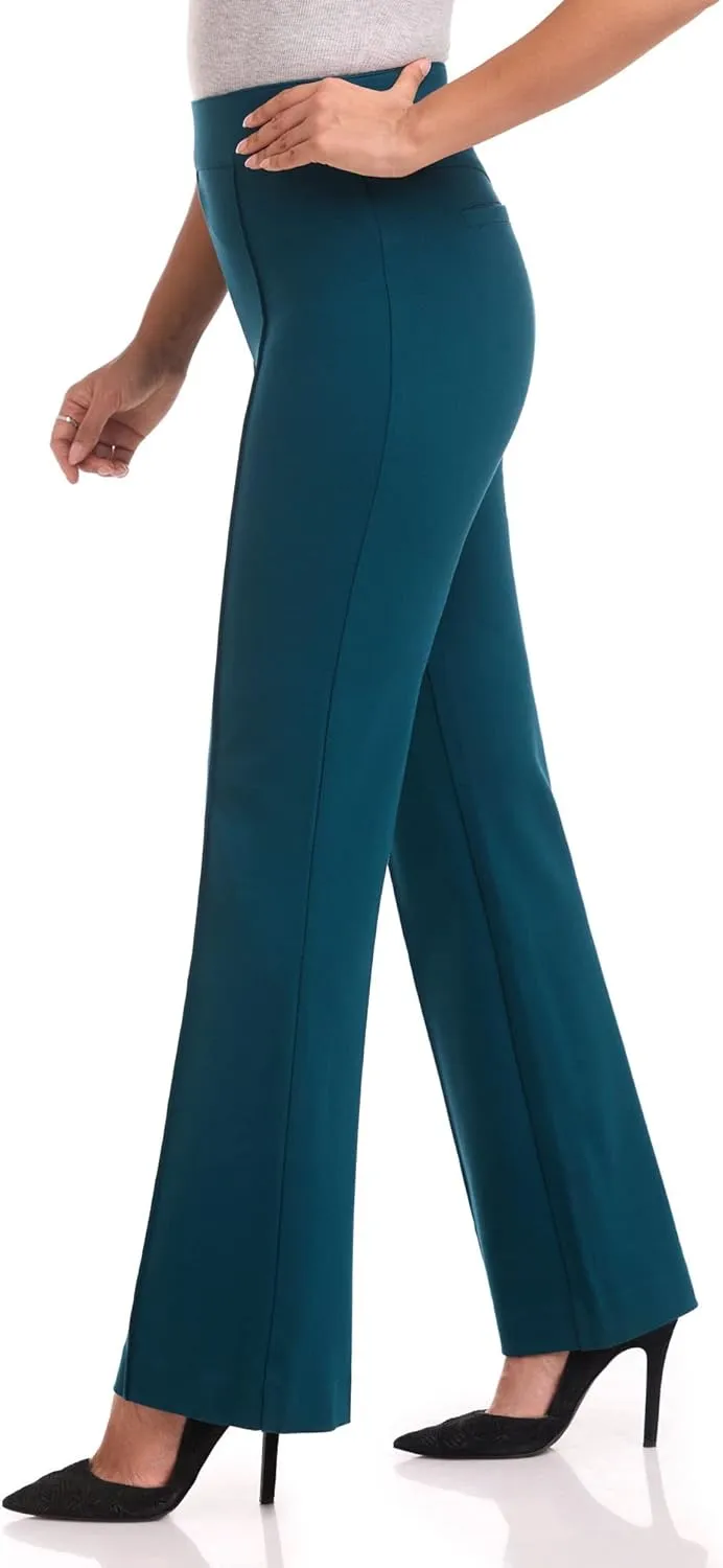 REKUCCI Women's Secret Figure High Waist Knit Pull-On Flared Pant