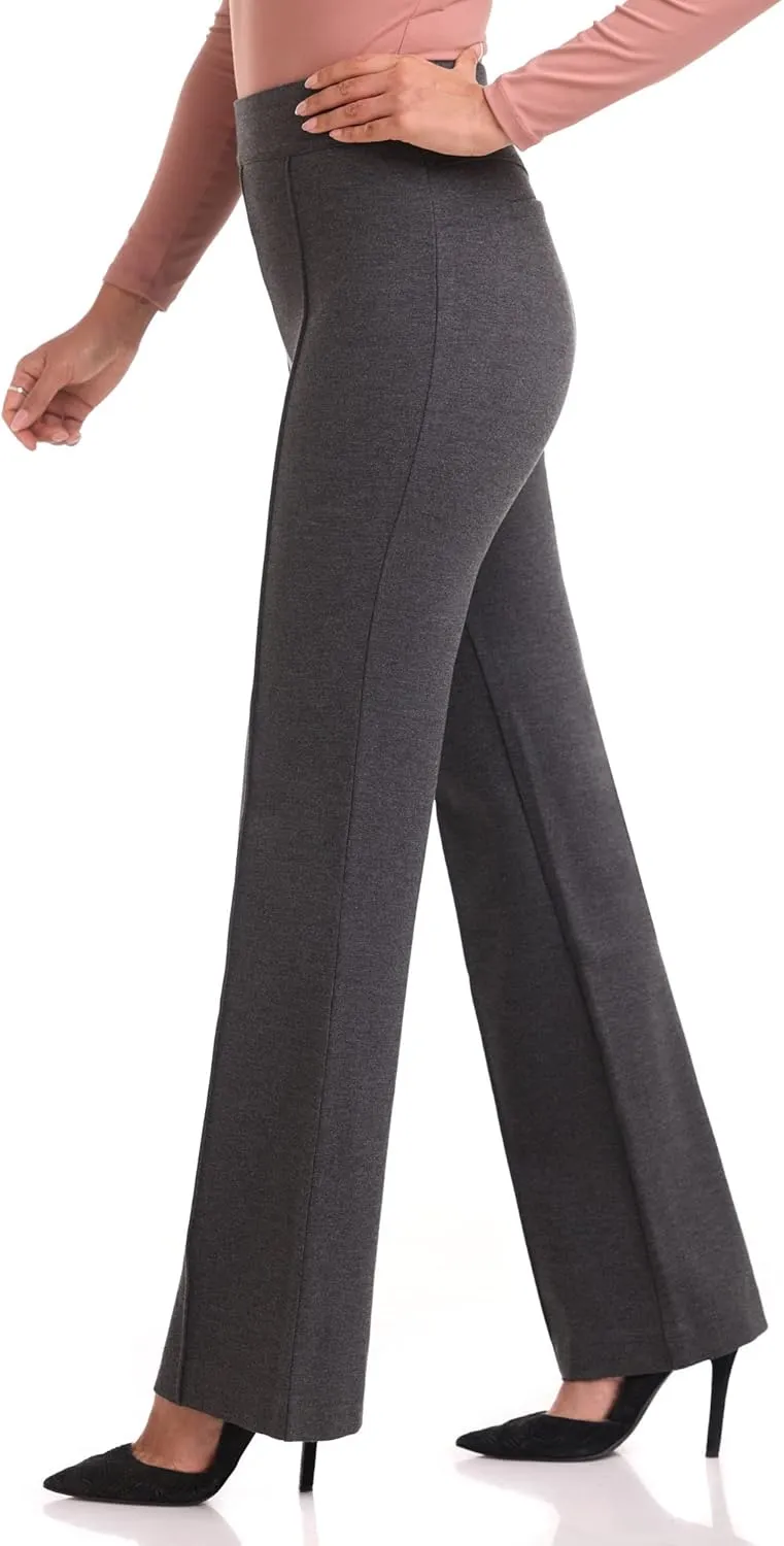REKUCCI Women's Secret Figure High Waist Knit Pull-On Flared Pant